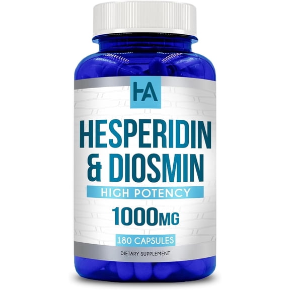 Healing Awakening Hesperidin & Diosmin 1000mg Dietary Supplements, Circulatory Health, 180 Capsules