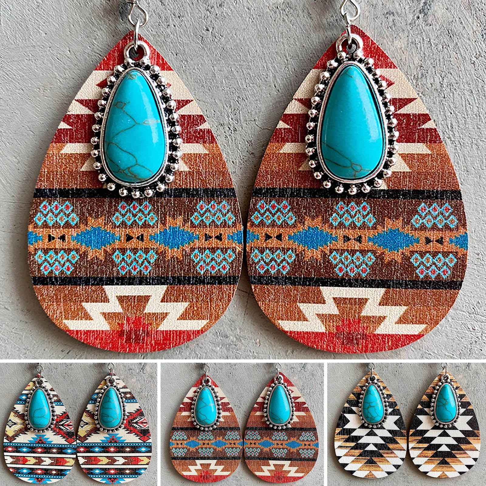 Hesroicy 1 Pair Dangle Earrings Bohemian Retro Ethnic Style