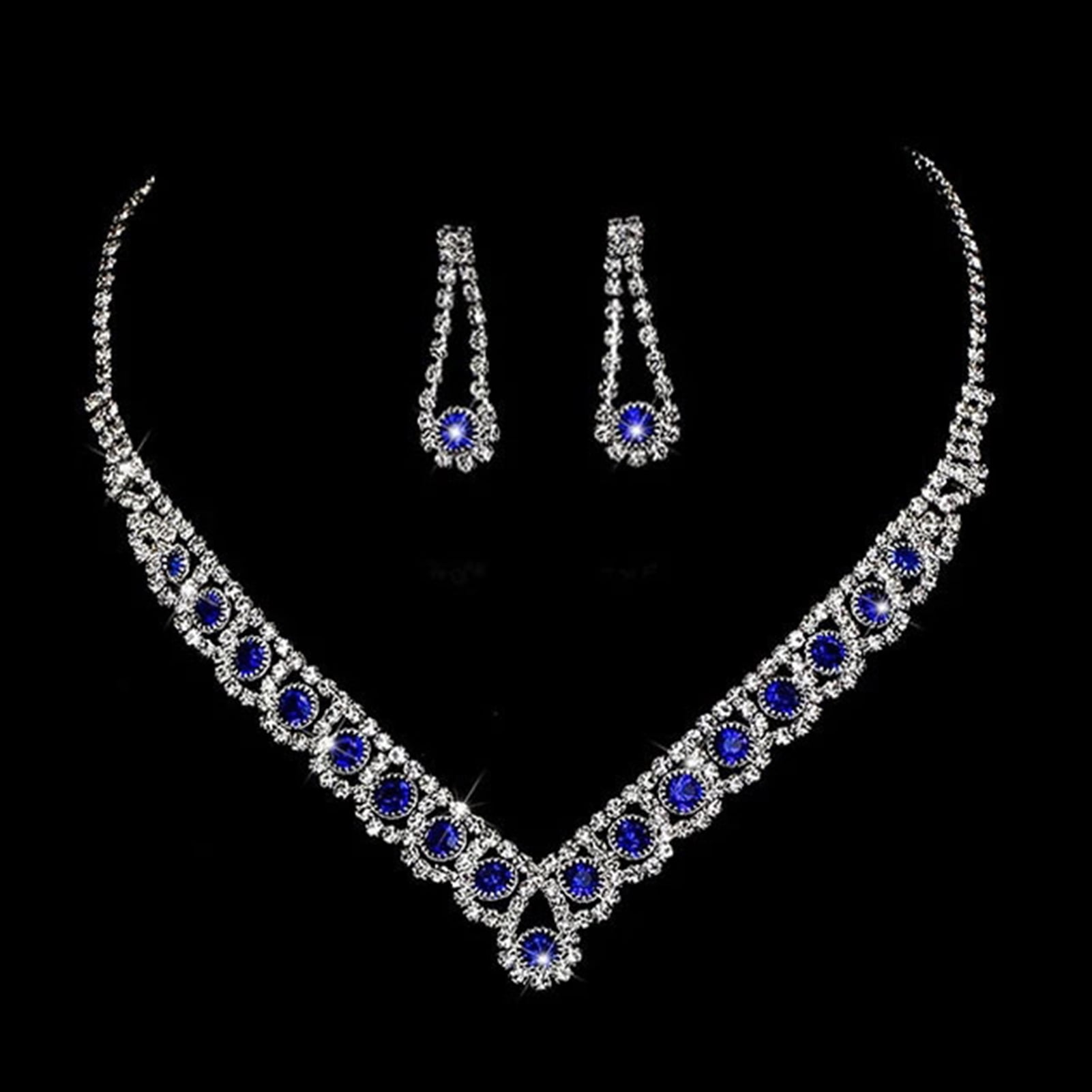 Wedding Necklace Blue and Golden Shade Jewellery Set, Size: Regular at Rs  1000/piece in Delhi