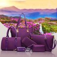 thumbnail image 1 of Hesroicy 6Pcs/Set Lady Solid Color Faux Leather Shoulder Bag Handbag Clutch Wallet Purse, 1 of 8