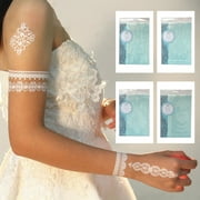 Hesroicy Body Tattoo Charming Safe Paper White Lace Temporary Tattoo for Parties