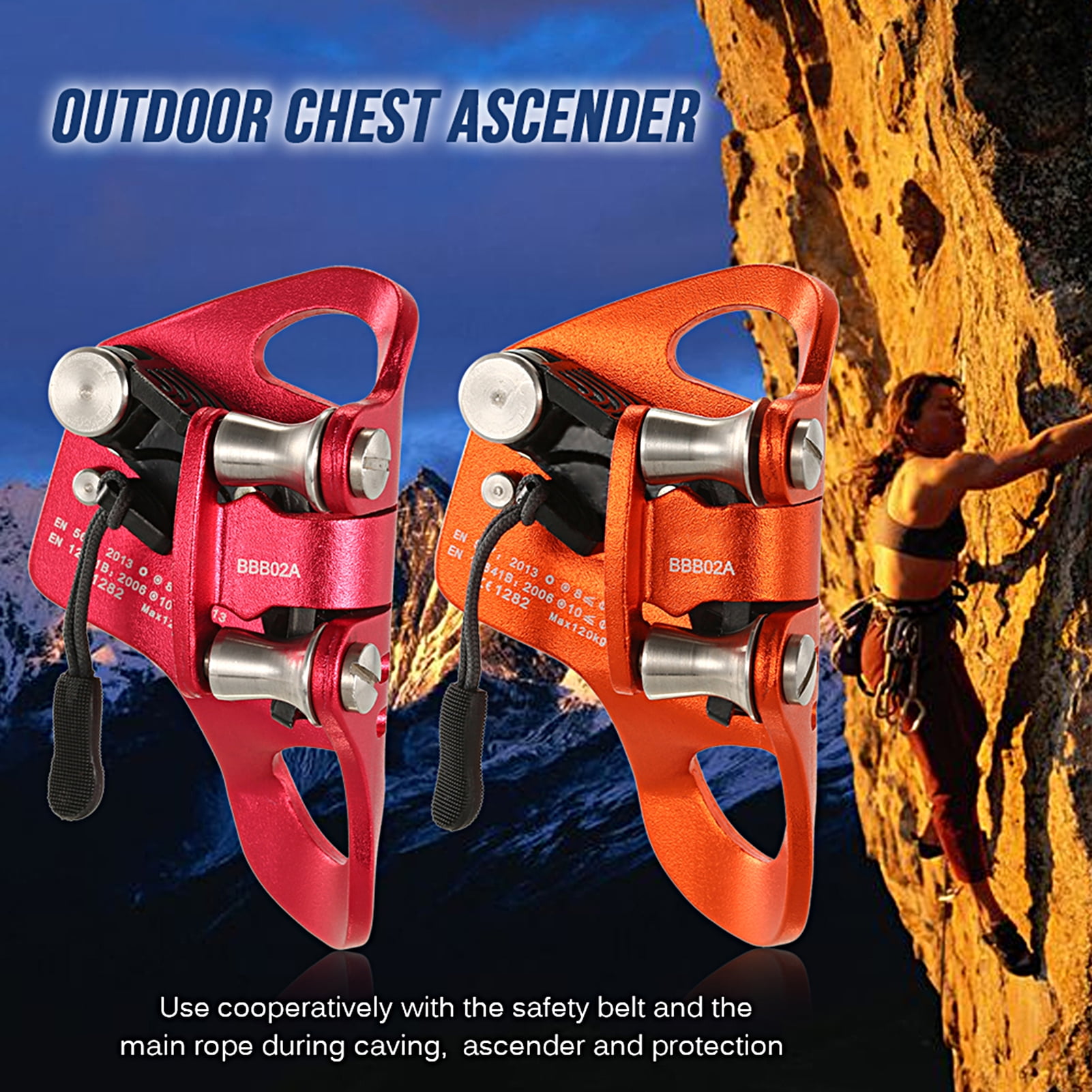 Hesroicy Climbing Hand Ascender Professional Nonslip Safe Catch