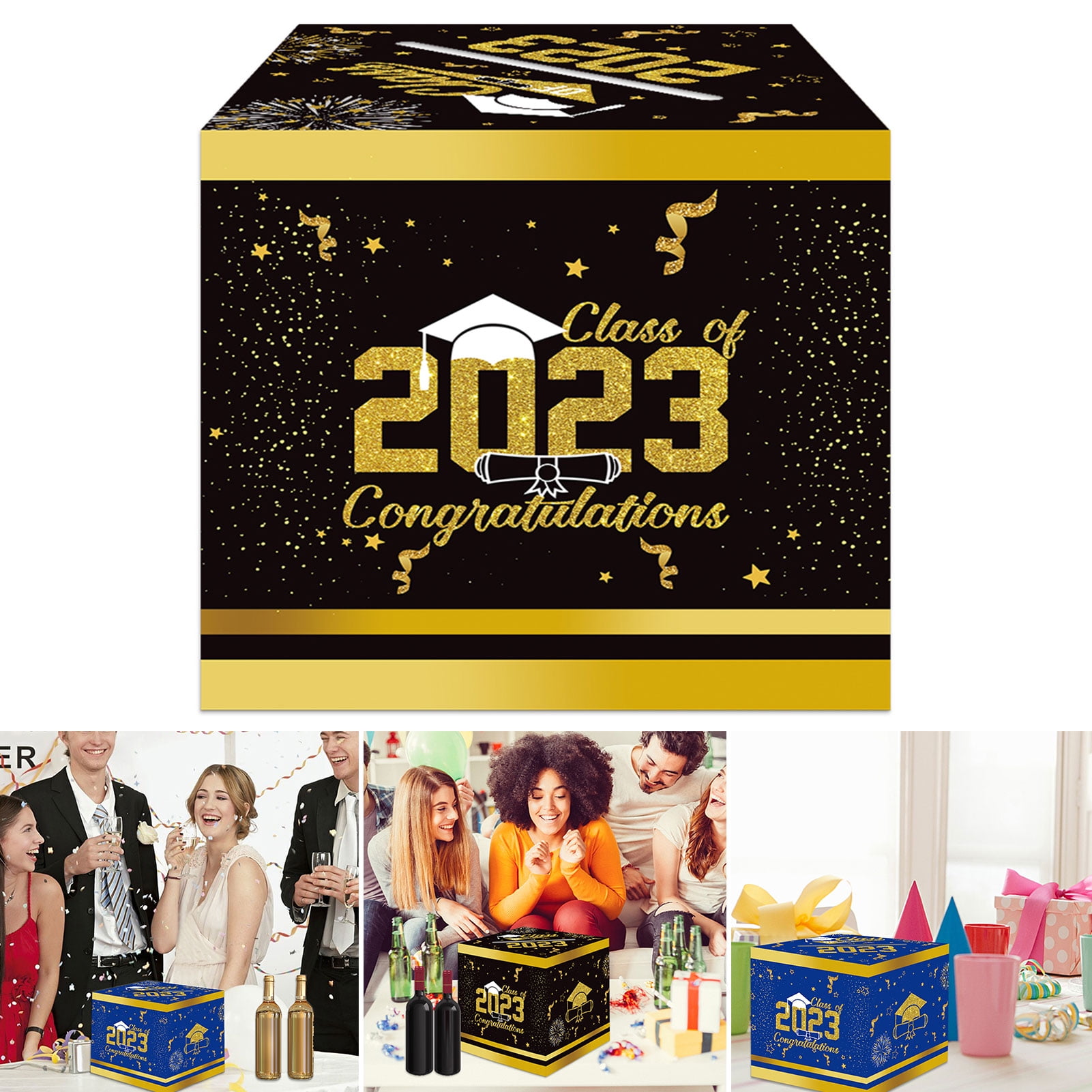 Graduation Program Foldable Hesroicy Foldable Graduation Cardboard Box Printed with Scene Layout ...