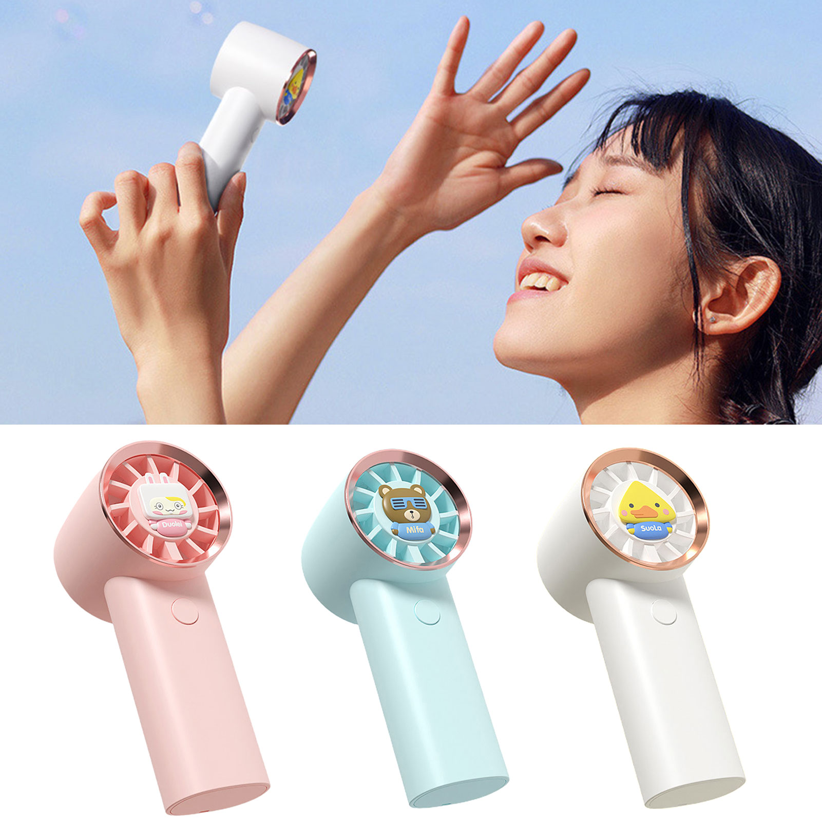 Hesroicy Handheld Fan Bladeless USB Charging 3 Gears Strong Wind Force