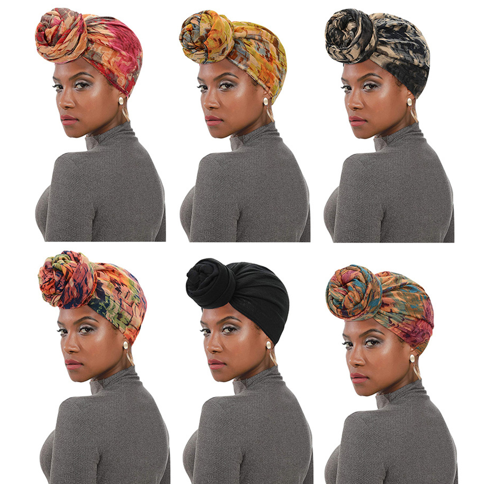Hesroicy Long Breathable Ultra Soft Turban Head Wrap Stretchy Elastic Full Coverage Floral Print Hair Wrap Scarf for Women - image 1 of 8
