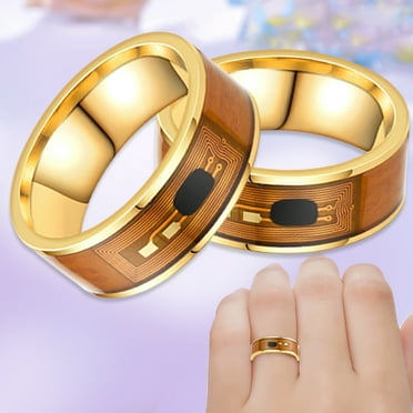Hesroicy NFC Stainless Steel Phone Chip Dripping Oil Dual Dragon Pattern Smart Ring Gift