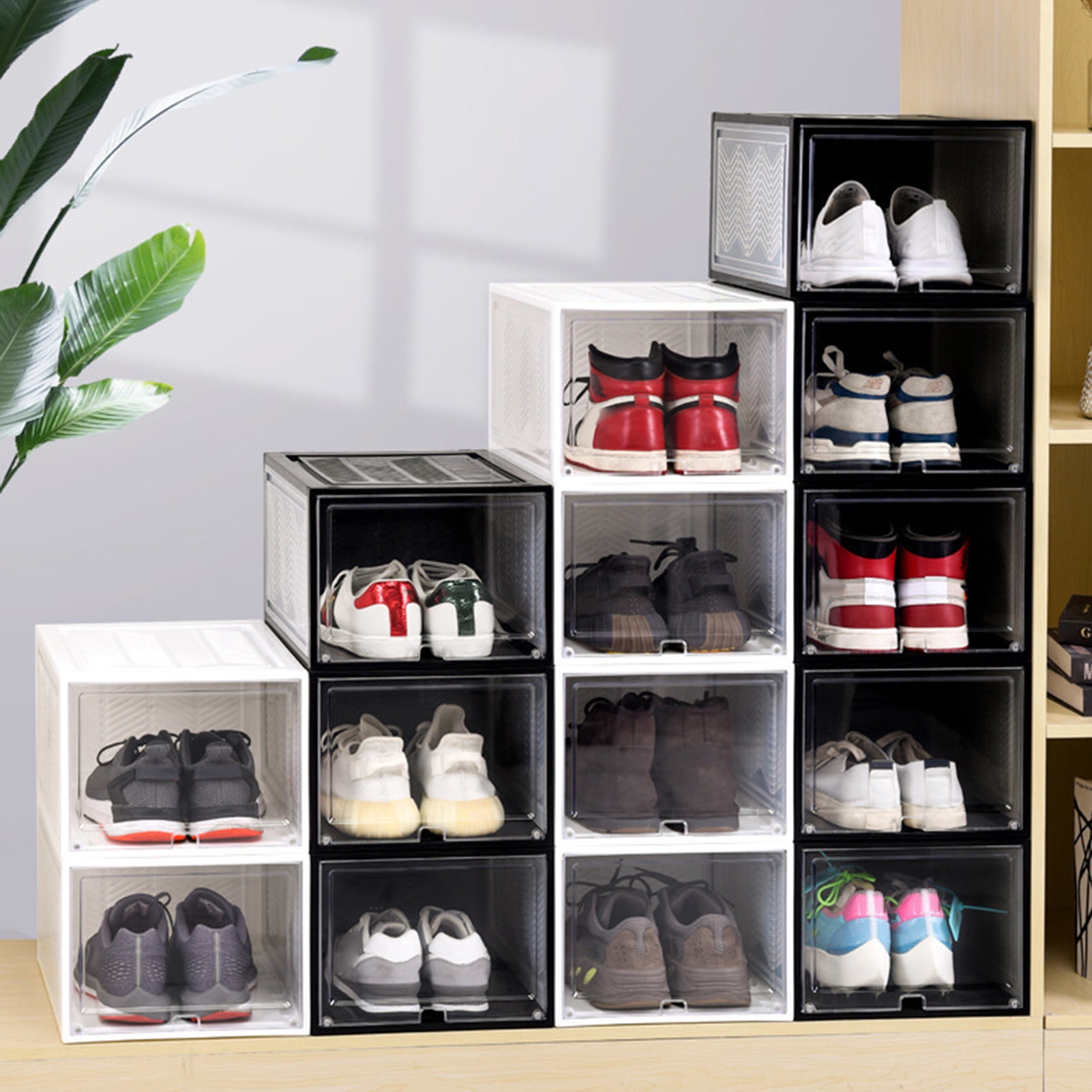 Hesroicy Shoe Organizer High Capacity Dust proof Stackable Flip Pull out Type Shoe Display Storage Case for Entryway Walmart