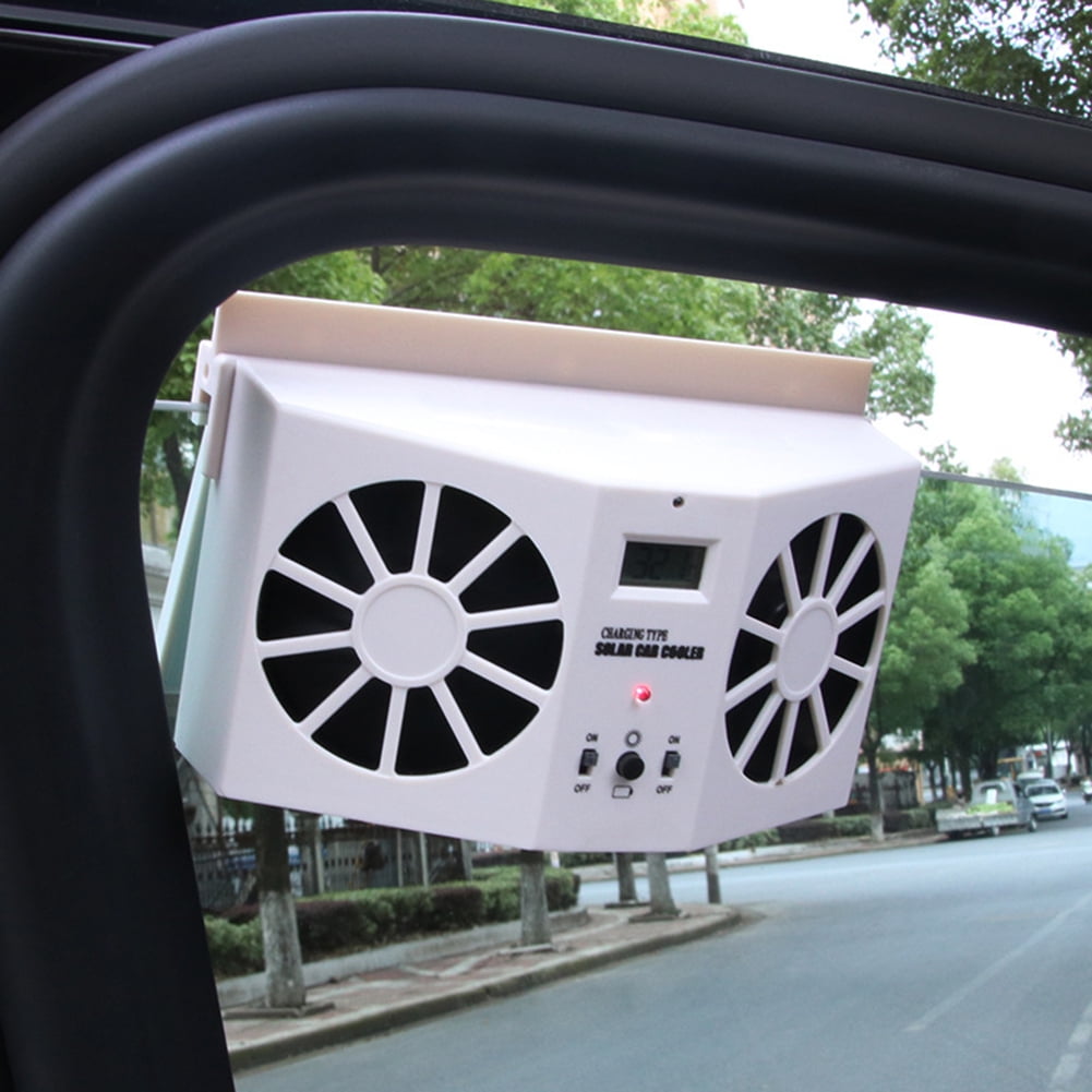 Hesroicy Solar Powered Vehicle Car Window Air Vent Cooler Cooling Dual Fans Ventilator