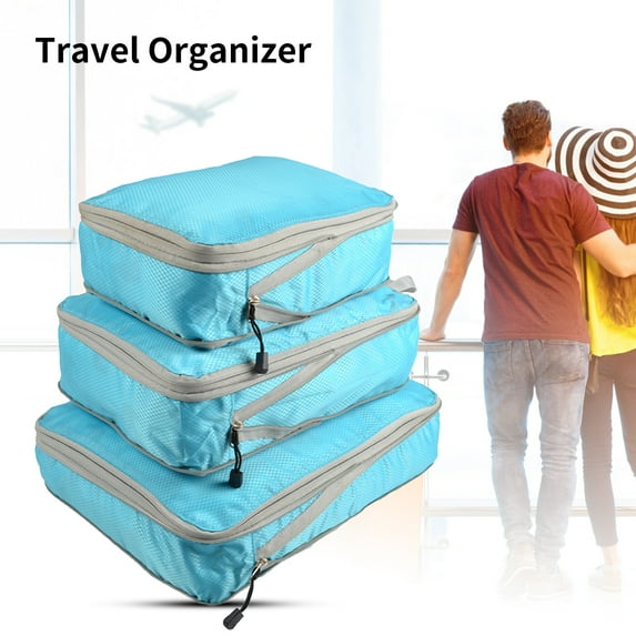 Hesroicy Travel Storage Bag Large Capacity Waterproof Wear Resistant Zipper Closure Wide Application Space-saving Nylon Travel Suitcase Clothes Pants Organizer Pouch for Home