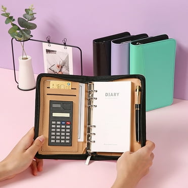 Hesroicy Zipper Spiral Bound A6 Notebook - Loose-leaf Storage Bag Design Writing Journal Notebook for Office Supplies