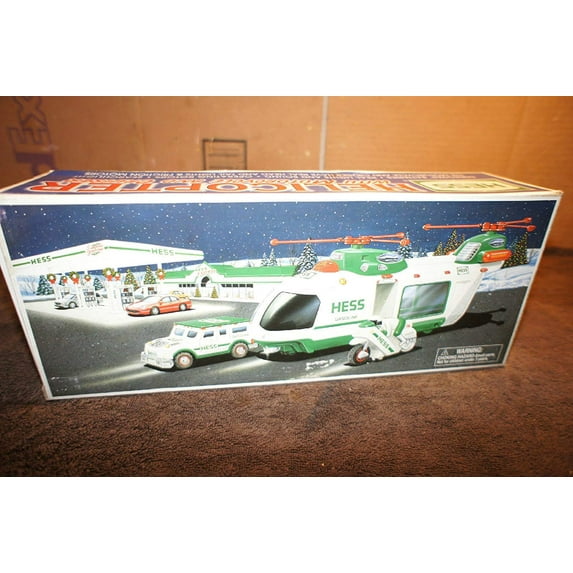 2001 Hess Toy Helicopter with Motorcycle and Cruiser