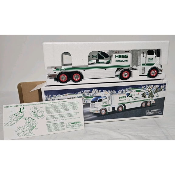 Hess 2006 Toy Truck & Helicopter Set, White/Green Vehicle