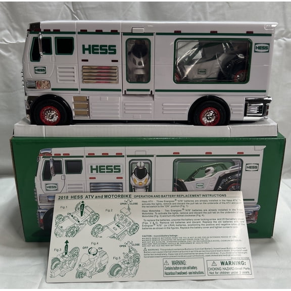 Hess 2018 Toy Truck - RV with ATV and Motorbike Lights Loading Ramp New (56366)