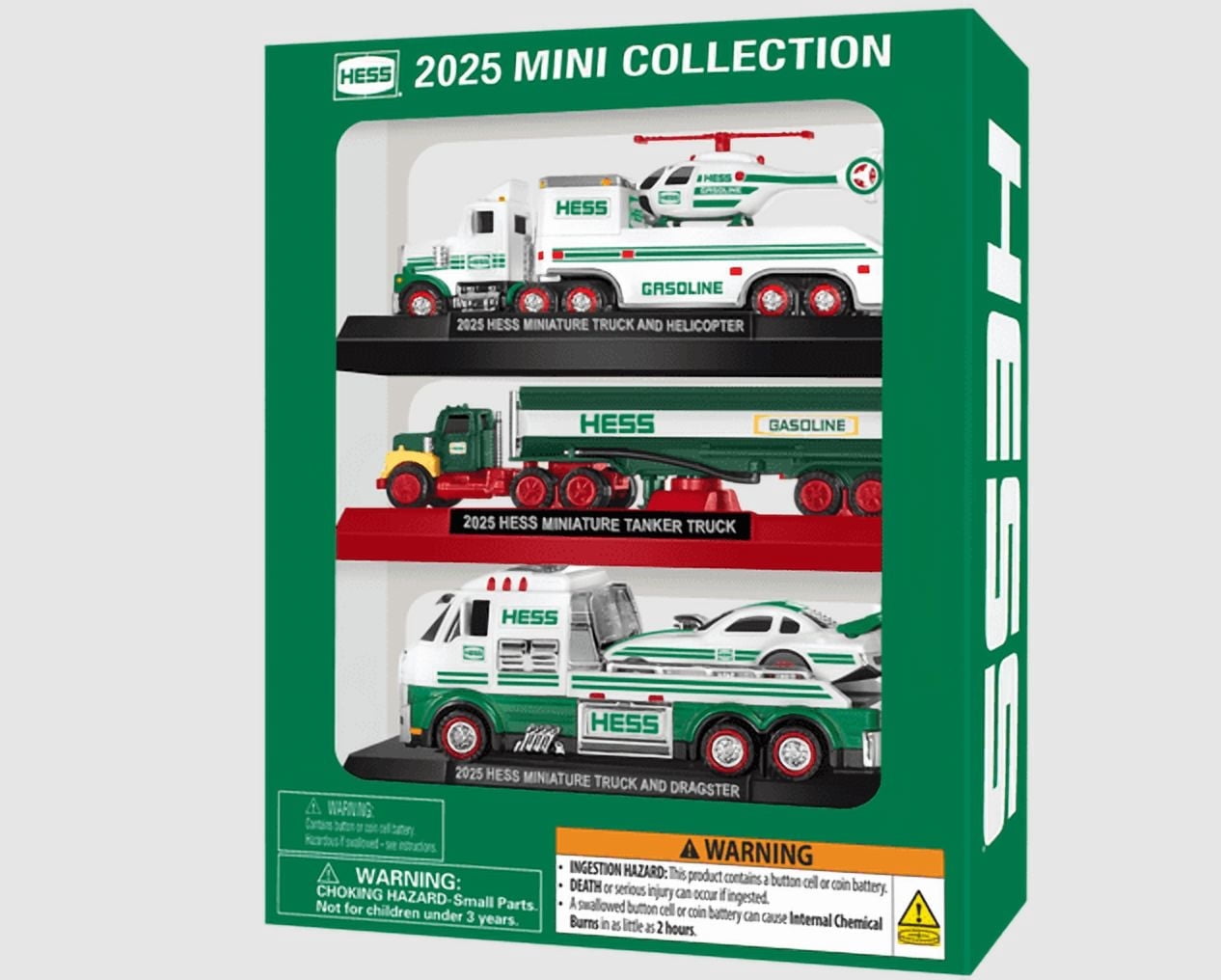 Hess 2025 Mini Collection 5 in 1 Toy Set - Truck with Helicopter, Tanker, Truck with Dragster