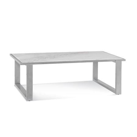 Hessie Wood and Marble Cocktail Table in Silver