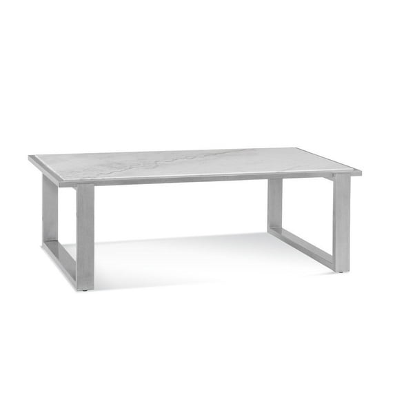 Hessie Wood and Marble Cocktail Table in Silver