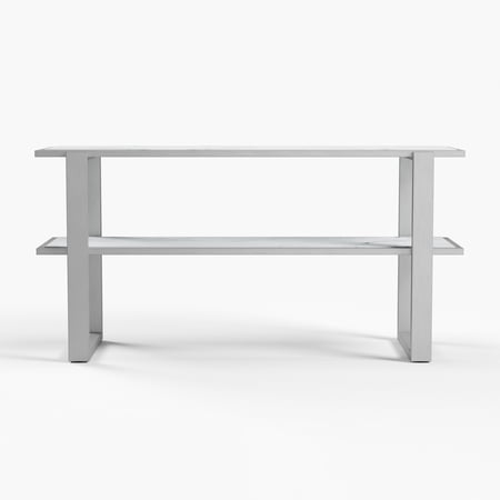Hessie Wood and Marble Console Table in Silver