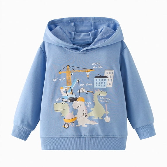 Hessimy 2-3 Years Toddler Boys Monster Truck and Dinosaur Graphic Pullover Hoodie,Fun Print Long Sleeve Sweatshirt