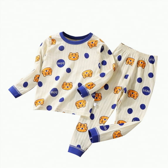 Hessimy 2-Piece Toddler Pajamas Sleepwear Pjs Cotton For Baby, Toddler, Kids, Boy Warm Fall Winter Baby Long Outfits Girl (Dark Blue,6-7 Years)