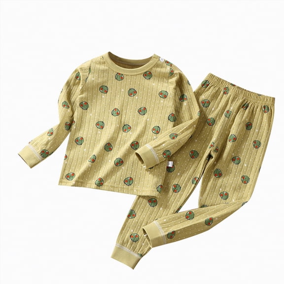 Hessimy 2-Piece Toddler Pajamas Sleepwear Pjs Cotton For Baby, Toddler, Kids, Boy Warm Fall Winter Baby Long Outfits Girl (Green,3-6 Months)