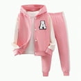 thumbnail image 1 of Hessimy 2 Pieces Outfits For Kids Girls Baseball Jacket Long Sleeve Crew Neck With Pants Sports Kid Suit Girl Clothes Set 8-9 T Toddler Girl Outfits (Pink,4-5 Years), 1 of 7