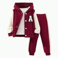 thumbnail image 1 of Hessimy 2 Pieces Outfits For Kids Girls Baseball Jacket Long Sleeve Crew Neck With Pants Sports Kid Suit Girl Clothes Set 8-9 T Toddler Girl Outfits (Red,5-6 Years), 1 of 7