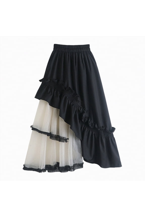 2026 Women's Suede Skirts,High Waist A-Line Skirt（White,One Size)