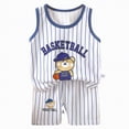 thumbnail image 1 of Hessimy 2PCS Summer Outfit Toddler Boy Cartoon Print Short Sleeve T-Shirt Shorts Set Infant Clothes,Infant Wear(Navy,80.00), 1 of 7
