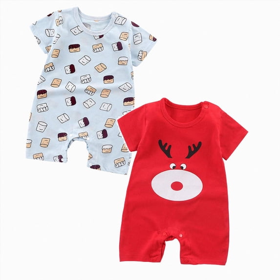 Hessimy 2Pcs Infant Baby Boy Summer Outfit Short Romper Onesie Short Sleeve Jumpsuit Newborn Coming Home Clothes,Lightweight 6-12 Months 12-24 Months 2t 3t 4t 5t 6t 7t 8t 9t Children 12-18 Months