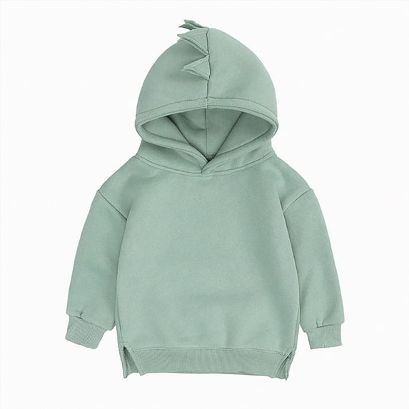 Hessimy 3-4 Years Toddler Boys Hoodie with 3D Dinosaur Spikes on Hood,Cool Pullover Sweatshirt with Side Slit Hem