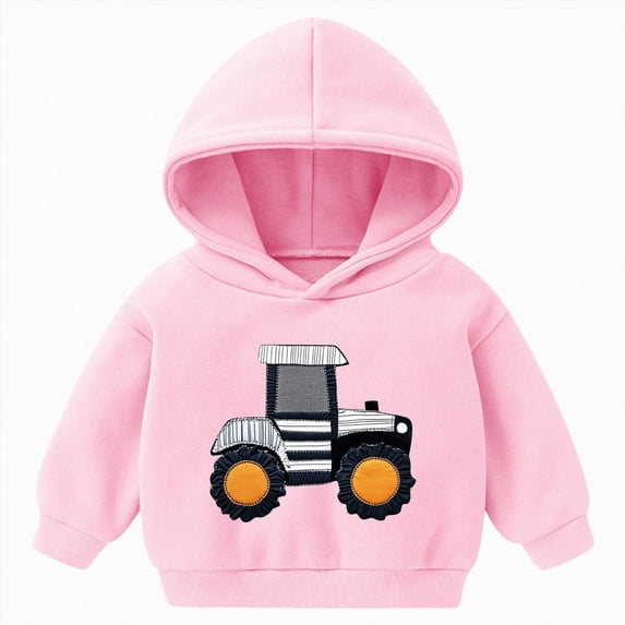 Hessimy 3-4 Years Toddler Boys Tractor Graphic Pullover Hoodie,Farm Vehicle Print Sweatshirt with Front Pocket,Cotton