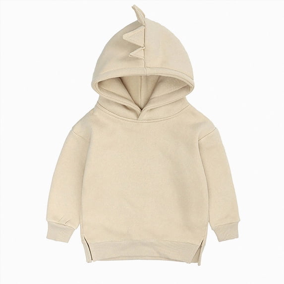 Hessimy 3-6 Months Toddler Boys Hoodie with 3D Dinosaur Spikes on Hood,Cool Pullover Sweatshirt with Side Slit Hem