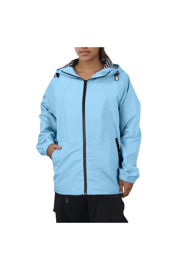 Anorak Jacket Zip Up Snap Buttons Lightweight Utility Coat Outwear With Pocketsbarn jacket(Sky Blue,XL)