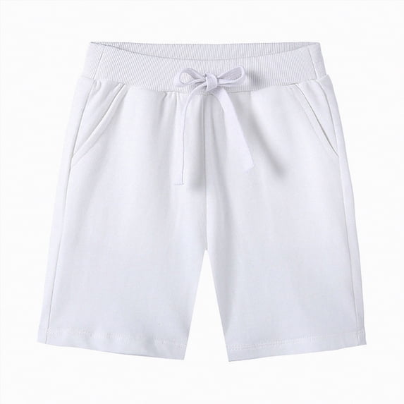 Hessimy Athletic Basketball Boys Shorts Quick Dry Shorts with Pockets for Soccer Running,Versatile(White,8-9 Years)