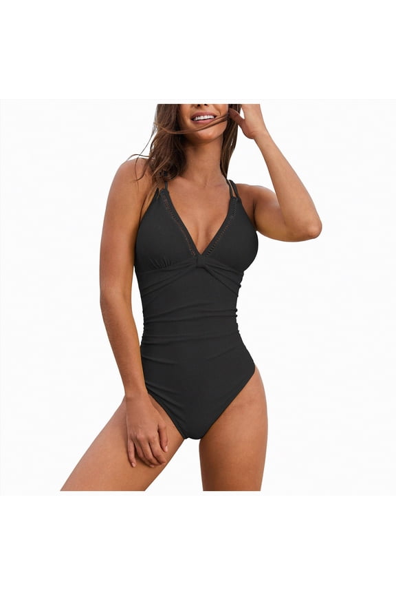Athletic One Piece Swimsuit Women Modest Criss Cross Back Bathing Suit Quick Dry Full Coverage Swim Suit(Black,XXL)