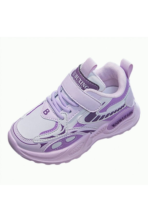 Autumn And Winter New Leather Rubber Sole Non Slip Children'S Casual Sports Shoes (Purple,2.5)