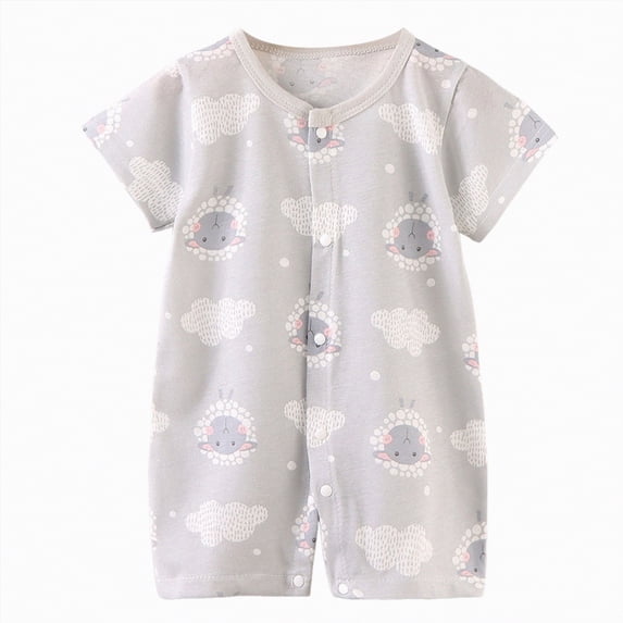 Hessimy Baby Boy Baseball Outfit Pattern Embroidery Puff Short Sleeve Smocked Bubble Romper Stripe Bodysuit,Stretchy(Light Gray,6-12 Months)