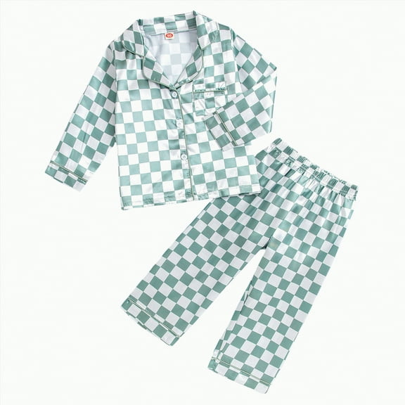 Hessimy Baby Boy Fall Winter Clothes Dads Little Dude Long Sleeve Shirt And Pants Set Cute Toddler Boy Outfits Toddler Pajamas Sleepwear Girl (Mint Green,18-24 Months)