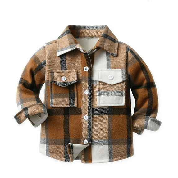 Hessimy Baby Boy Flannel Shirt Toddler Plaid Shirt Baby Button Jacket Coat Fall Outfits(Z11-A,6-7 Years)