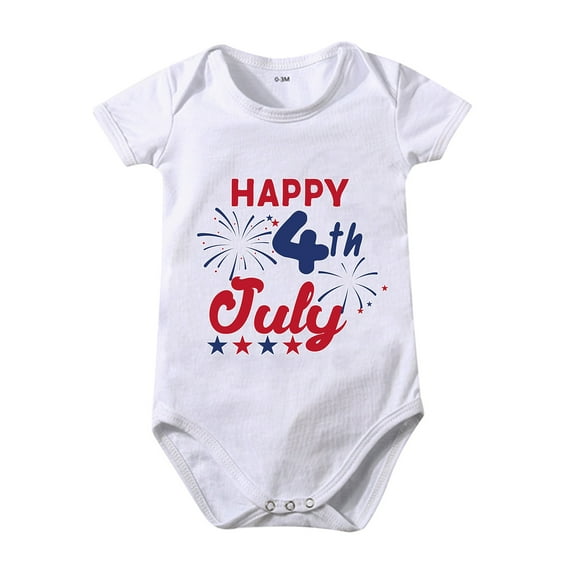 Hessimy Baby Boy Girl 4th of July Outfit USA Romper American Flag Onesie Outfit(White,6M)