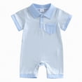 thumbnail image 1 of Hessimy Baby Boy Girl Bubble Romper Solid Color Bodysuit Short Sleeve Organic Cotton T-Shirt,Soft(Blue,0-3 Months), 1 of 7