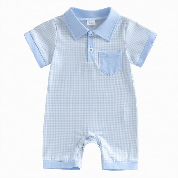 Hessimy Baby Boy Girl Bubble Romper Solid Color Bodysuit Short Sleeve Organic Cotton T-Shirt,Soft(Blue,0-3 Months)