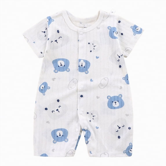 Hessimy Baby Boy Girl Bubble Shirt Romper Outfit Short Sleeve Summer Bodysuit Top Newborn Oversized Crewneck Jumpsuit,Adorable(Navy,6-12 Months)