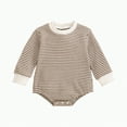 thumbnail image 1 of Hessimy Baby Boy/Girl Clothes for Cotton Soft Sleepers Long-sleeve Bodysuit stripe round neck romper jumpsuit (Brown,3-6 Months), 1 of 9