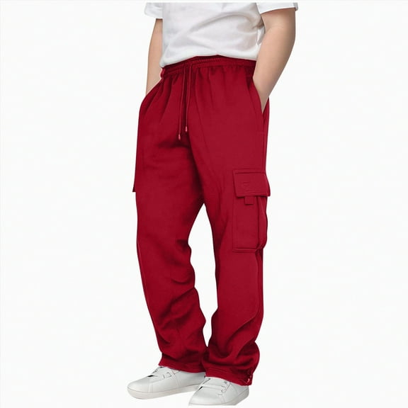 Hessimy Baby Boy Girl Pants Size 1t-16 Plaid Comfy Elastic Waist Trousers Fall Winter Warm Pants Cargo Pants For Men (Red,5-6 Years)