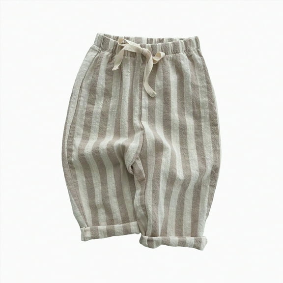 Hessimy Baby Boy Girl Pants Size 1t-16 Plaid Comfy Elastic Waist Trousers Fall Winter Warm Pants (Khaki,4-5 Years)