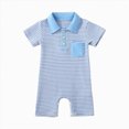 thumbnail image 1 of Hessimy Baby Boy Girl Summer Cotton Linen Romper Clothes Basic Plain Ruffle Sleeveless Comfy Rompers Newborn Tops,Lightweight,Casual Wear(Blue,12-18 Months), 1 of 8