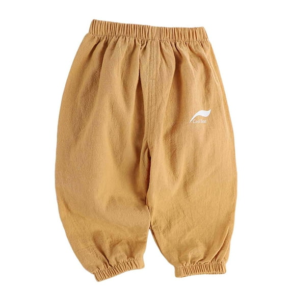 Hessimy Baby Boy'S Khaki Pants Solid Color Casual Loose Trousers With Pocket Cargo Pants For Boy (Yellow,3-4 Years)