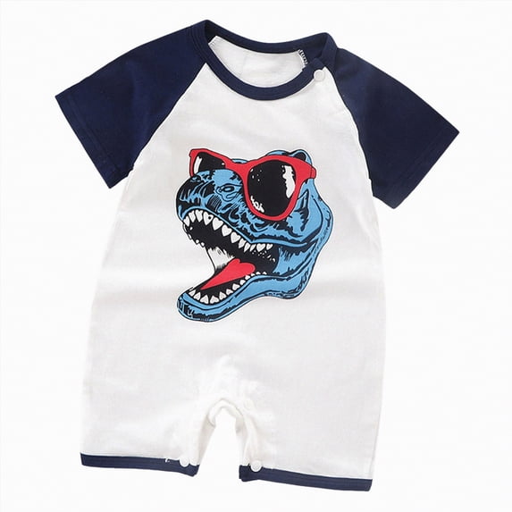 Hessimy Baby Boy Solid Color Romper Infant Ruffle Sleeve Bodysuit One Piece Outfit Toddler Jumpsuit clothes,Breathable(Blue,6-12 Months)