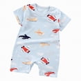 thumbnail image 1 of Hessimy Baby Boy Solid Color Romper Infant Ruffle Sleeve Bodysuit One Piece Outfit Toddler Jumpsuit clothes,Breathable(Sky Blue,0-6 Months), 1 of 4